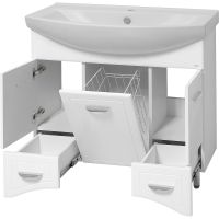 Тумба с раковиной Misty Дрея 85 с бельевой корзиной Белая арт-СО000001500 — фото 3, Тумбы с раковиной