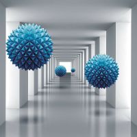 Фреска Ortograf 3D 33214 Фактура бархат серебро FX-S Флизелин (2,7*2,7) Белый/Голубой, Архитектура/Абстракция арт-33214 (бархат серебро FX-S) — фото 2, Фрески