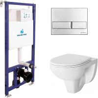 Комплект унитаза Damixa Jupiter DX77C1738SC с инсталляцией Koller Pool DUNE1200SL+Neon с сиденьем Микролифт и клавишей смыва Хром арт-DX77C1738SC+DUNE1200SL+Neon — фото 1, Комплекты унитаз + инсталляция