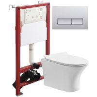 Комплект унитаза с инсталляцией Orange с сиденьем Микролифт и клавишей смыва Хром глянцевый арт-CI01-100W+APB200 — фото 1, Комплекты унитаз + инсталляция