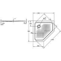 Стальной поддон для душа BLB Universal Pentagonal 90х90 Белый арт-CP90 — фото 3, Стальные душевые поддоны