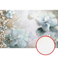 Фреска Ortograf 3D 6654 Фактура бархат FX Флизелин (2,95*1,96) Голубой/Бежевый, Цветы арт-6654 (бархат FX) — фото 1, Фрески