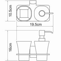 Дозатор для жидкого мыла WasserKRAFT Exter со стаканом для зубных щеток Светлая бронза арт-K-5289 — фото 4, Дозаторы