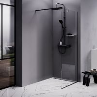 Душевая перегородка AM.PM Func 80 профиль Черный стекло прозрачное арт-W84WI-80-F1-BTE — фото 1, Душевые перегородки