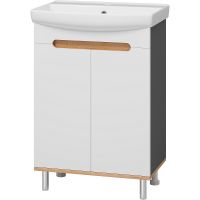 Тумба с раковиной Misty Сканди 60 Белый Дуб крафт золотой Антрацит арт-УТ000023167 — фото 1, Тумбы с раковиной