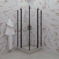 Душевой уголок Triton Тау-Блэк 90х90 профиль Черный стекло прозрачное арт-Щ0000054036 — фото 1, Квадратные душевые уголки