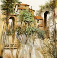 Фреска Ortograf Городской пейзаж живопись 11824 Фактура бархат FX Флизелин (2,7*2,7) Бежевый/Коричневый/Зеленый, Замки/Деревья/Живопись арт-11824 (бархат FX) — фото 2, Фрески