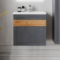 Тумба под раковину Бриклаер Берлин 60 подвесная Оникс серый арт-4627125416132 — фото 2, Тумбы под раковину