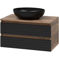 Тумба под раковину Brevita Dakota 80 подвесная Черный кварц Дуб Галифакс олово арт-DAK-09080-19/02-2Я — фото 1, Тумбы под раковину