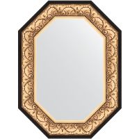 Зеркало Evoform Polygon 80х60 в багетной раме - Барокко золото 106 мм арт-BY 7241 — фото 1, Зеркала в ванную комнату