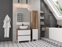 Тумба под раковину Brevita Dakota 70 Белая матовая Дуб Галифакс олово арт-DAK-07070-19/01-2Я — фото 8, Тумбы под раковину