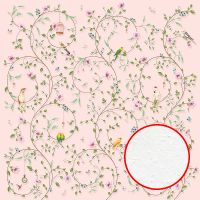 Фреска Ortograf Chinoiserie 33944 Фактура бархат FX Флизелин (3*3) Розовый/Зеленый, Цветы/Птицы арт-33944 (бархат FX) — фото 1, Фрески