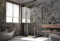 Душевая стенка Veconi Premium Trento SP-40G 90 профиль Брашированное золото стекло прозрачное арт-SP40-G-90-01-C4 — фото 3, Боковые стенки