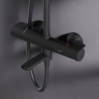 Душевая система AM.PM X-Joy с термостатом Черная матовая арт-F0785A522 — фото 9, Душевые стойки