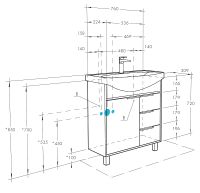 Тумба под раковину Aquaton Рико 80 Белый Ясень фабрик арт-1A215401RIB90 — фото 5, Тумбы под раковину