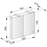 Зеркальный шкаф Keuco Royal Universe 80 с подсветкой Серебристый арт-12703171301 — фото 4, Зеркальные шкафы в ванную