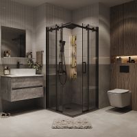 Душевой уголок Grossman Classic 90х90 профиль Черный матовый стекло прозрачное арт-300.K33.04.9090.21.00 — фото 2, Квадратные душевые уголки