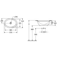Раковина Villeroy&Boch Loop & Friends 57 Альпийский белый арт-4A540001 — фото 7, Раковины встраиваемые снизу