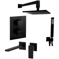 Комплект смесителей Paffoni Elle с термостатом Черный матовый арт-KITLEQ518NO105 — фото 2, Готовые комплекты для ванной комнаты