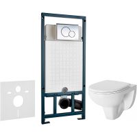 Комплект унитаза Damixa Jupiter  DX77C1738SC с сиденьем Микролифт и инсталляцией WeltWasser WW Marberg 507 10000005949+10000005952 с клавишей смыва Хром глянцевый арт-DX77C1738SC+10000005949+10000005952 — фото 1, Комплекты унитаз + инсталляция