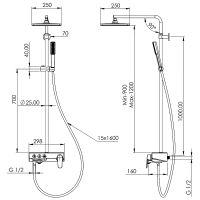 Душевая система Teska Niagara с термостатом Черная арт-NG3580 — фото 5, Душевые стойки