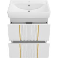 Тумба с раковиной Brevita Vega 60 подвесная Белая матовая Золото арт-УТ000022668 — фото 3, Тумбы с раковиной