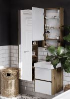 Зеркальный шкаф Aquaton Сканди 45 Белый Дуб рустикальный арт-1A252002SDZ90 — фото 5, Зеркальные шкафы в ванную