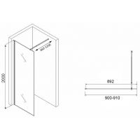 Душевая перегородка Abber Immer Offen 90 профиль Черный стекло рифленое арт-AG61091R8 — фото 5, Душевые перегородки