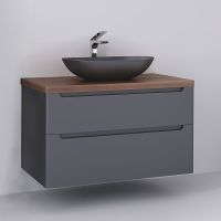 Тумба под раковину Jorno Wood 100 подвесная Серая арт-Wood.01.100/P/GR — фото 1, Тумбы под раковину