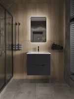 Тумба с раковиной Orange подвесная Черная матовая арт-Li-60Tub+Ra — фото 4, Тумбы с раковиной