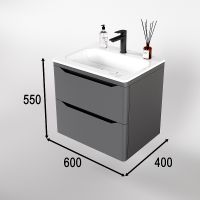 Тумба под раковину Style Line Марелла 60 Люкс Plus подвесная Серый матовый антискрейтч арт-СС-00002406 — фото 3, Тумбы под раковину