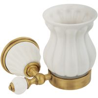 Стакан для зубных щеток Migliore Olivia Белый Бронза арт-17444 — фото 1, Стаканы для зубных щеток