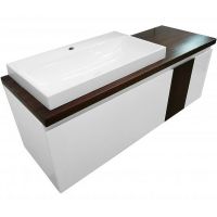Тумба с раковиной Эстет Malibu 140 L подвесная Белая Темное дерево арт-ФР-00007126 — фото 1, Тумбы с раковиной