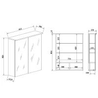 Зеркальный шкаф Sanflor Чикаго 65 с подсветкой Дуб крафт белый арт-С000005817 — фото 3, Зеркальные шкафы в ванную
