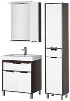 Зеркало со шкафом Aquanet Гретта 90 R с подсветкой Венге Белое арт-173993 — фото 2, Зеркальные шкафы в ванную