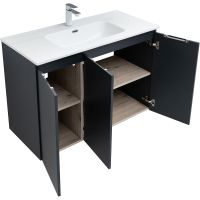 Тумба под раковину Aquanet Алвита New 100 подвесная Антрацит арт-277531 — фото 7, Тумбы под раковину