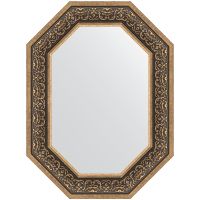 Зеркало Evoform Polygon 79х59 в багетной раме - Вензель серебряный 101 мм арт-BY 7237 — фото 1, Зеркала в ванную комнату