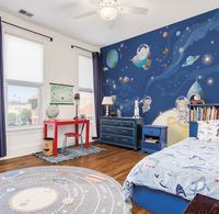 Фреска детская Ortograf Little Friends 34415 Фактура флок FLK Флизелин (4*3) Синий/Разноцветный, Космос/Животные арт-34415 (флок FLK) — фото 3, Фрески