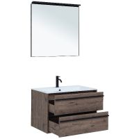 Тумба под раковину Aquanet Lino 80 подвесная Дуб веллингтон арт-253912 — фото 4, Тумбы под раковину