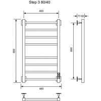 Электрический полотенцесушитель Ника Хром арт-STEP-1 80/40 U — фото 2, Электрические полотенцесушители