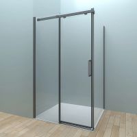 Душевая стенка Veconi Rovigo KP-06B 100 профиль Черный матовый стекло прозрачное арт-KP06B-100-01-19C4 — фото 2, Боковые стенки