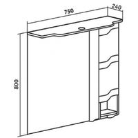 Зеркало со шкафом Runo Стиль 75 R с подсветкой Белое арт-00000001128 — фото 5, Зеркальные шкафы в ванную