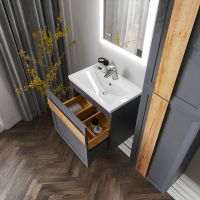 Тумба под раковину Бриклаер Берлин 60 подвесная Оникс серый арт-4627125416132 — фото 6, Тумбы под раковину