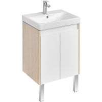 Тумба под раковину Aquaton Сканди Doors 55 Белый глянец, Дуб верона арт-1A278801SDB20 — фото 1, Тумбы под раковину