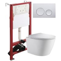 Комплект унитаза с инсталляцией Orange с сиденьем Микролифт и клавишей смыва Хром глянцевый арт-CI07-100W+APB100 — фото 1, Комплекты унитаз + инсталляция