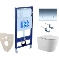 Комплект унитаза с инсталляцией Aquatek с сиденьем Микролифт и клавишей смыва Хром глянцевый арт-SET AQUATEK ВЕГА-1905-016 — фото 1, Комплекты унитаз + инсталляция