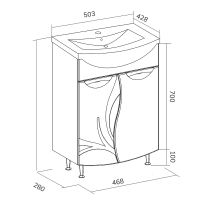 Тумба под раковину Volna Adel 50.2D Белая арт-tnADEL50.2D-01 — фото 8, Тумбы под раковину