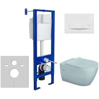 Комплект унитаза Berges Mascon Rimless с инсталляцией Atom Line с сиденьем Микролифт и Белой клавишей смыва арт-043352 — фото 1, Комплекты унитаз + инсталляция