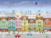 Фреска детская Ortograf Little Friends 34349 Фактура бархат FX Флизелин (4*3) Синий/Разноцветный, Мультимедия арт-34349 (бархат FX) — фото 2, Фрески