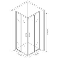 Душевой уголок Berges Solo S 80х80 профиль Хром сильвер стекло прозрачное арт-061103 — фото 3, Квадратные душевые уголки